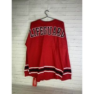 Lifeguard Spirit Jersey Logo Long Sleeve Graphic Print Tee T-Shirt Red Mens XL